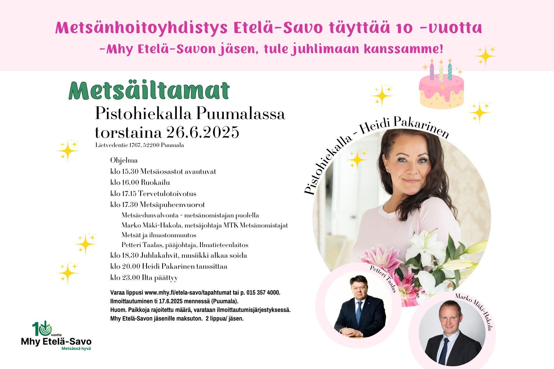Metsänhoitoyhdistys Etelä-Savo täyttää 10 -vuotta - Metsäiltamat Puumalassa